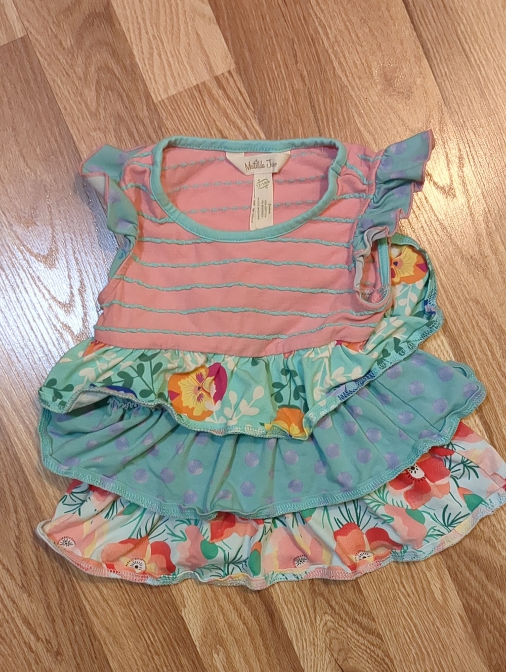 Matilda Jane Pink & Aqua Layered Ruffle Tee